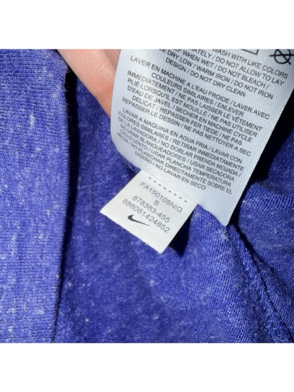 Nike Sportswear Gym Vintage Crew 3/4 Sleeve Scoop Neck Heathered Blue Pullover - Picture 3 of 5